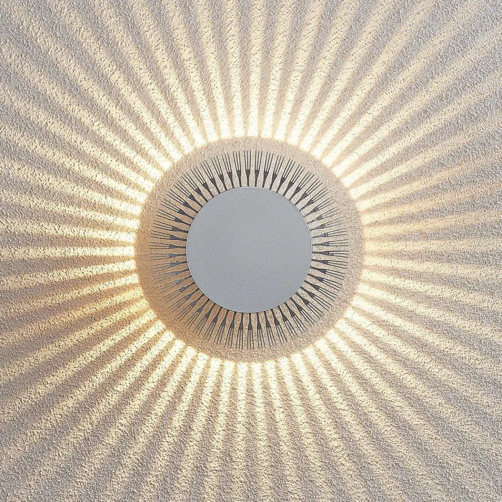 udendørs LED-væglampe Keany, metal, Ø 16 cm, IP54^Lucande
