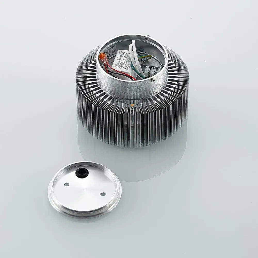 udendørs LED-væglampe Keany, metal, Ø 16 cm, IP54^Lucande