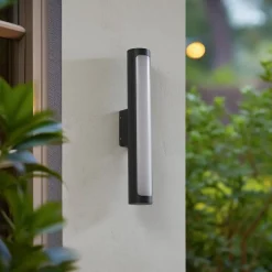 udendørs LED-væglampe Tuberia, antracit, metal, Ø 7cm^Lucande Best