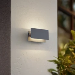udendørs LED-væglampe Meja, grå, aluminium, 27 cm, IP54^Lucande Best