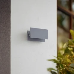 udendørs LED-væglampe Meja, grå, aluminium, 27 cm, IP54^Lucande Best