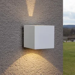 udendørs LED-væglampe Jarno, hvid, metal, 9 cm^Lucande Outlet