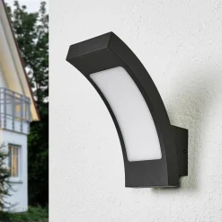 Lucande Væglamper>udendørs LED-væglampe Juvia, 19 cm, antracit, IP54