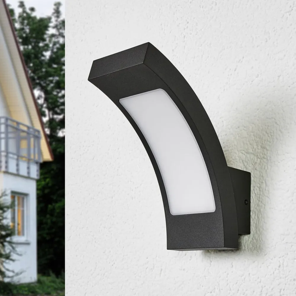 Lucande Væglamper>udendørs LED-væglampe Juvia, 19 cm, antracit, IP54