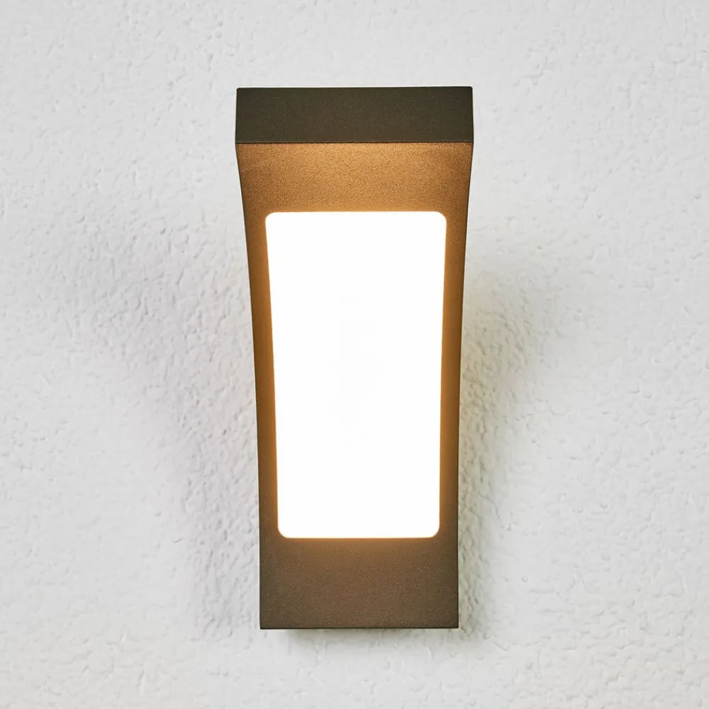 Lucande Væglamper>udendørs LED-væglampe Juvia, 19 cm, antracit, IP54