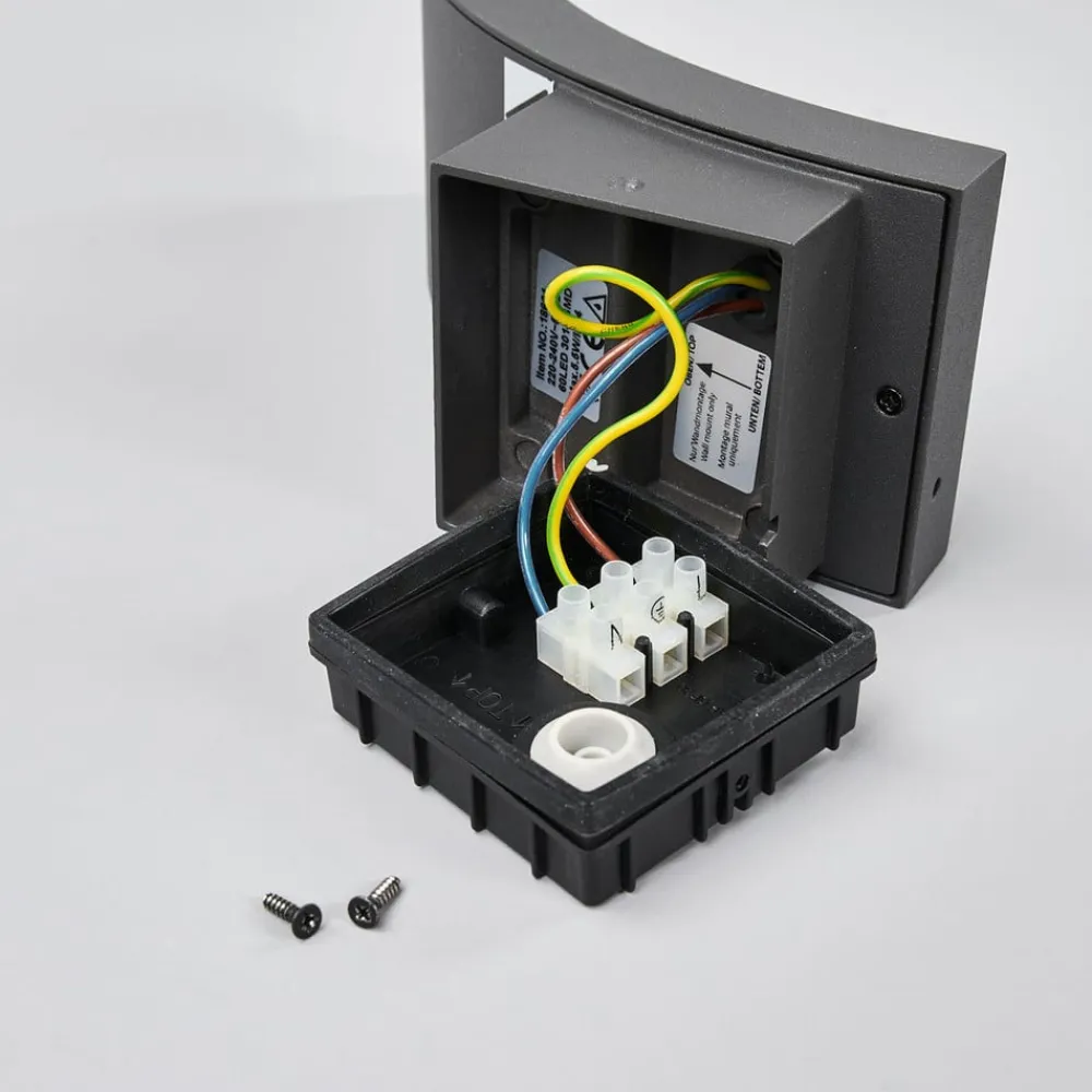 Lucande Væglamper>udendørs LED-væglampe Juvia, 19 cm, antracit, IP54