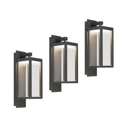 Lucande Terrassebelysning|Væglamper>udendørs LED-væglampe Ferdinand, sæt med 3, grå, 38 cm