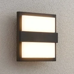 udendørs LED-væglampe Gylfi, 20 cm, antracit, aluminium^Lucande Outlet