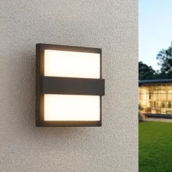udendørs LED-væglampe Gylfi, 20 cm, antracit, aluminium^Lucande Outlet