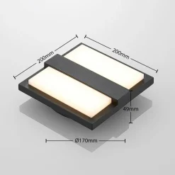 udendørs LED-væglampe Gylfi, 20 cm, antracit, aluminium^Lucande Outlet