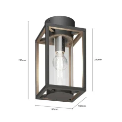 udendørs loftlampe Ferda, 29 cm, antracit, IP44^Lucande Hot
