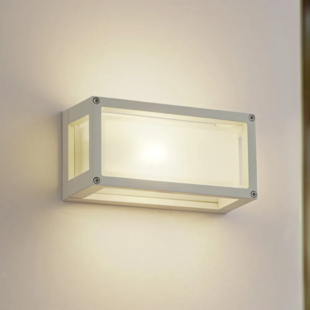 Lucande udendørs væglampe Aurelien, hvid, glas, 12,5 cm, IP54