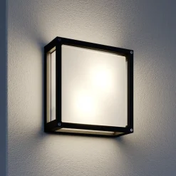 Lucande udendørs væglampe Aurelien, antracit, metal, 25x 25cm