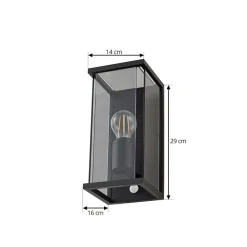 Lucande udendørs væglampe Annalea, røggrå, IP54, sensor