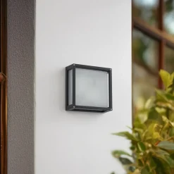 Lucande udendørs væglampe Aurelien, antracit, sensor, 25x25 cm