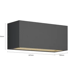 udendørs væglampe Bente, antracit, bredde 25 cm, IP54^Lucande New