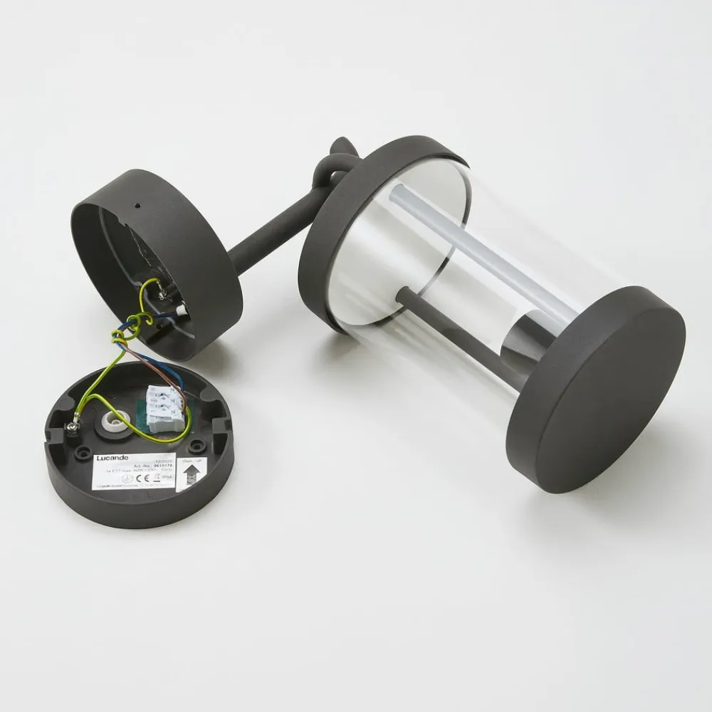 Lucande udendørs væglampe Cassian, 30 cm, antracit, IP54