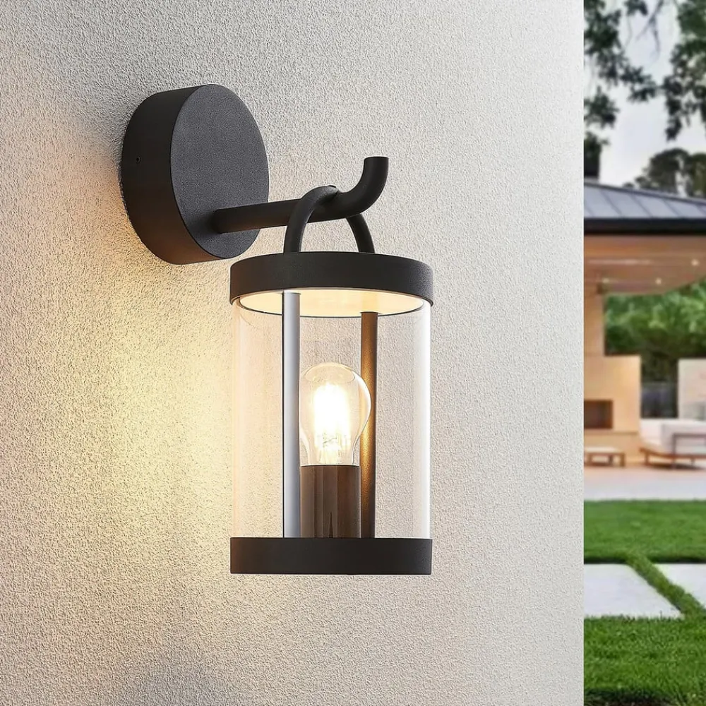 Lucande Terrassebelysning|Væglamper>udendørs væglampe Cassian, sæt med 2, antracit, IP54