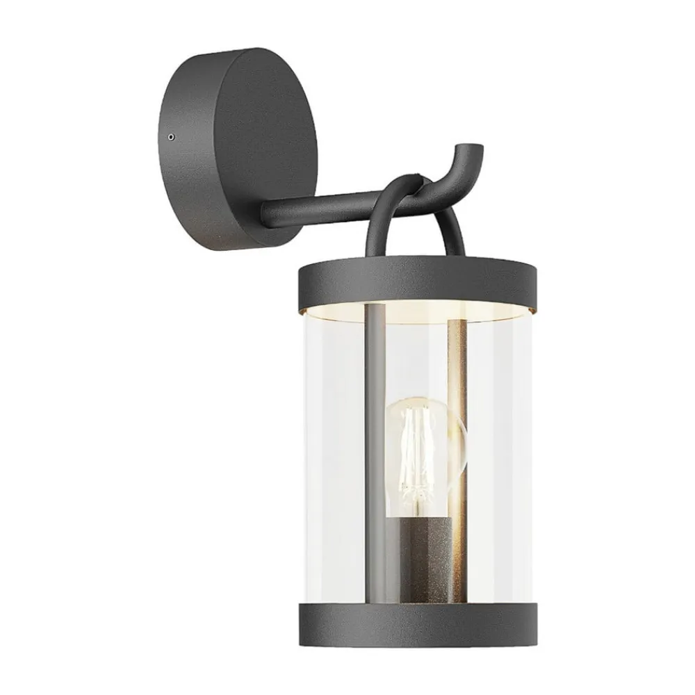 Lucande Terrassebelysning|Væglamper>udendørs væglampe Cassian, sæt med 2, antracit, IP54