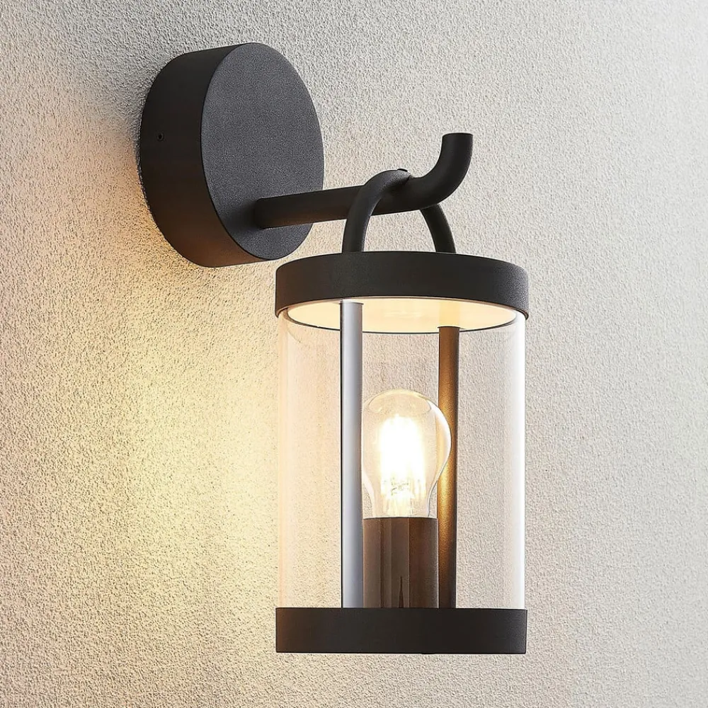 Lucande Terrassebelysning|Væglamper>udendørs væglampe Cassian, sæt med 2, antracit, IP54