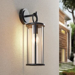 Lucande udendørs væglampe Emmeline, klar, aluminium, højde 45 cm