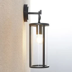 Lucande udendørs væglampe Emmeline, klar, aluminium, højde 45 cm