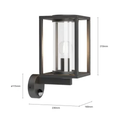 udendørs væglampe Ferda, sensor, opretstående antracit IP44^Lucande Sale