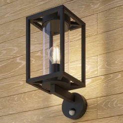 udendørs væglampe Ferda, sensor, opretstående antracit IP44^Lucande Sale