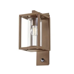 udendørs væglampe Ferda, sensor, hængende, brun, IP44^Lucande Discount