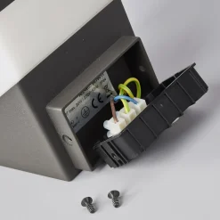 udendørs væglampe Kiran, grå, metal, IP44, E27^Lucande New