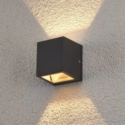 Lucande udendørs væglampe Maurice, antracit, metal, IP54