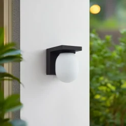 Lucande udendørs væglampe Ovaali, glas, mørkegrå, IP65