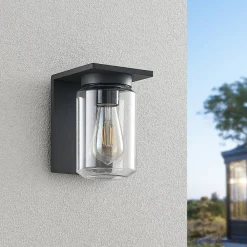 Lucande udendørs væglampe Semka, antracit, aluminium, glas, 20 cm