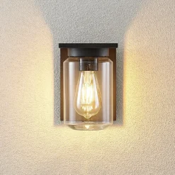 Lucande udendørs væglampe Semka, antracit, aluminium, glas, 20 cm