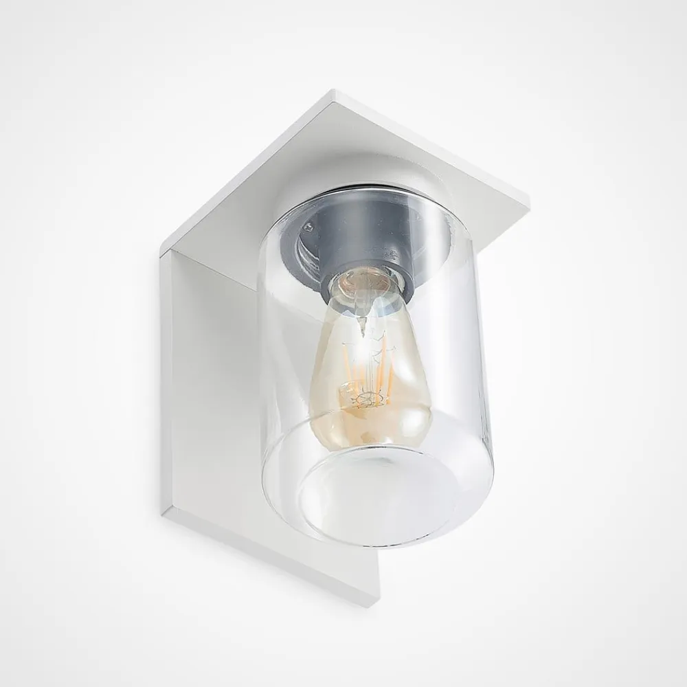 udendørs væglampe Semka, hvid, aluminium, glas, 20 cm^Lucande Best