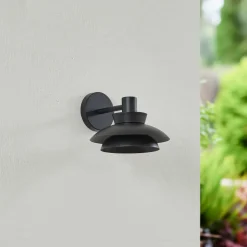 udendørs væglampe Thais, sort, metal, Ø 25 cm^Lucande