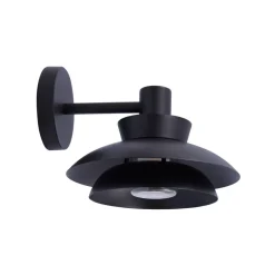 udendørs væglampe Thais, sort, metal, Ø 25 cm^Lucande