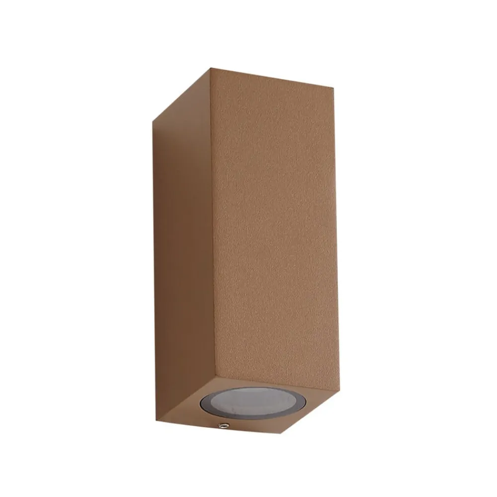Lucande udendørs væglampe Xava, op/ned, brun, 2 lyskilder, GU10