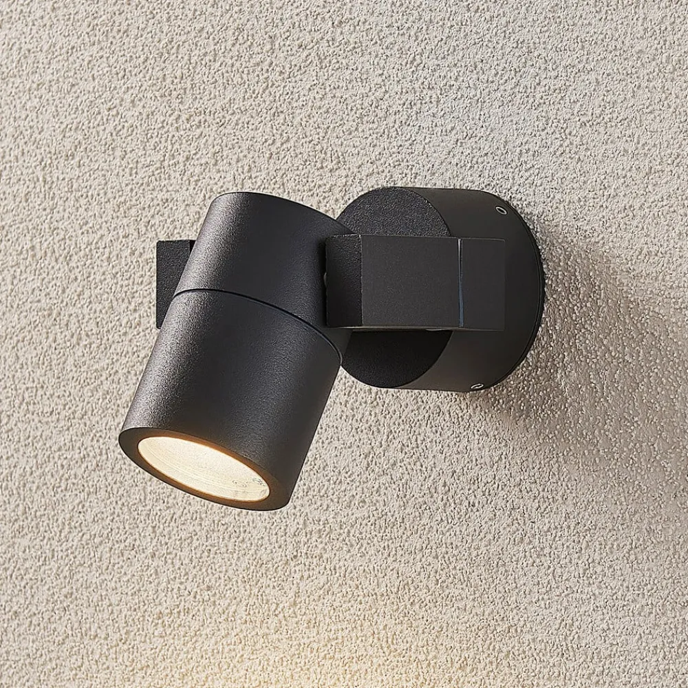 Lucande udendørs vægspot Kavuna, rund, antracit, IP54