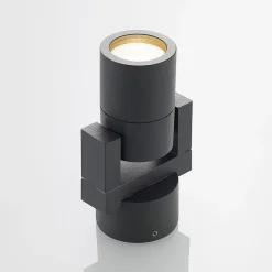 Lucande udendørs vægspot Kavuna, rund, antracit, IP54