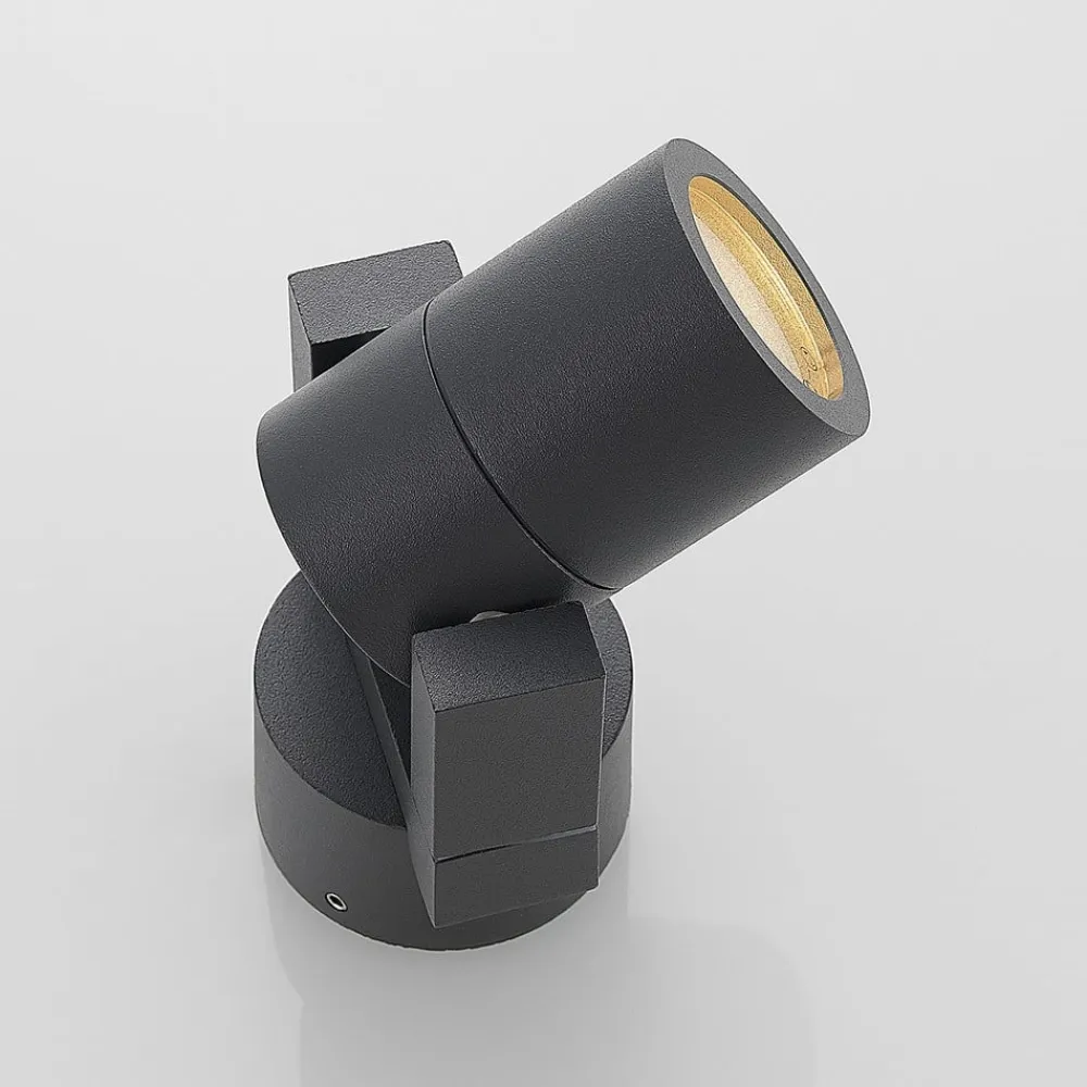 Lucande udendørs vægspot Kavuna, rund, antracit, IP54