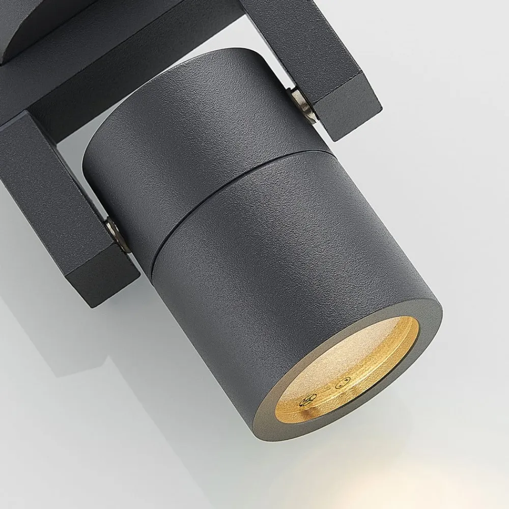 Lucande udendørs vægspot Kavuna, rund, antracit, IP54