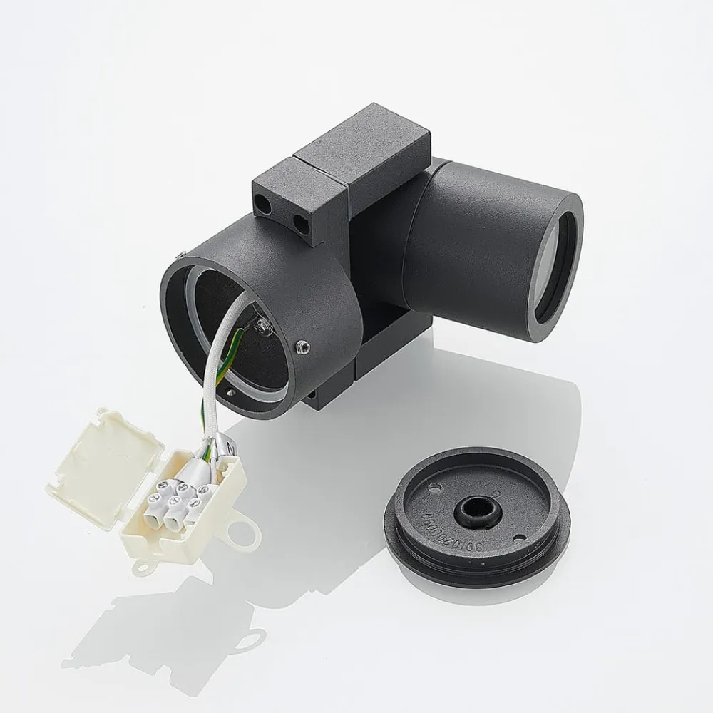 Lucande udendørs vægspot Kavuna, rund, antracit, IP54