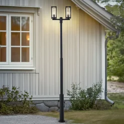 Lucande Lygtepæle>udendørslampe Siveta, 240 cm, 2 lyskilder, sort, E27, IP65