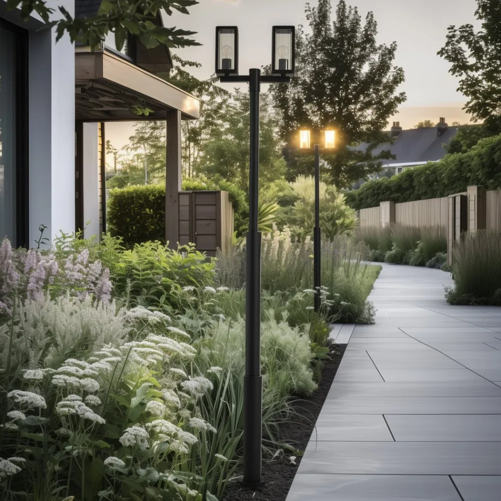 Lucande Lygtepæle>udendørslampe Siveta, 240 cm, 2 lyskilder, sort, E27, IP65