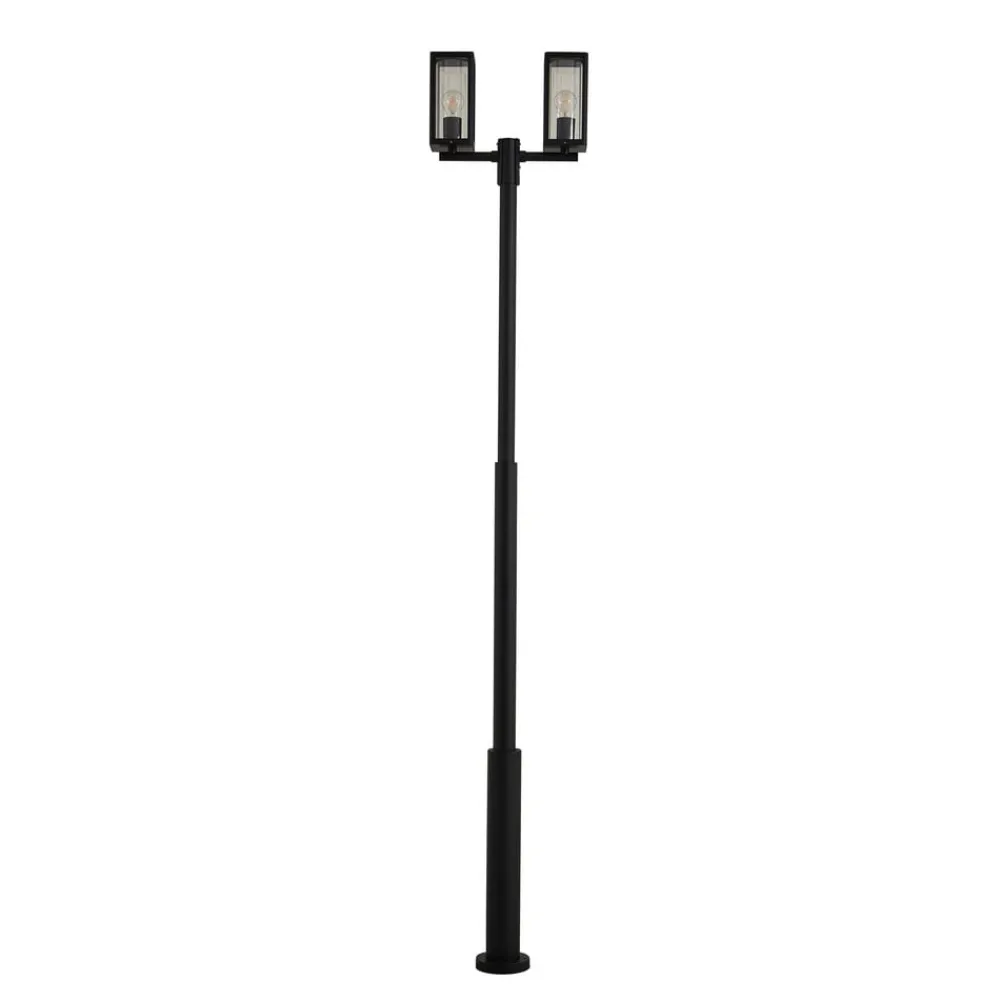 Lucande Lygtepæle>udendørslampe Siveta, 240 cm, 2 lyskilder, sort, E27, IP65