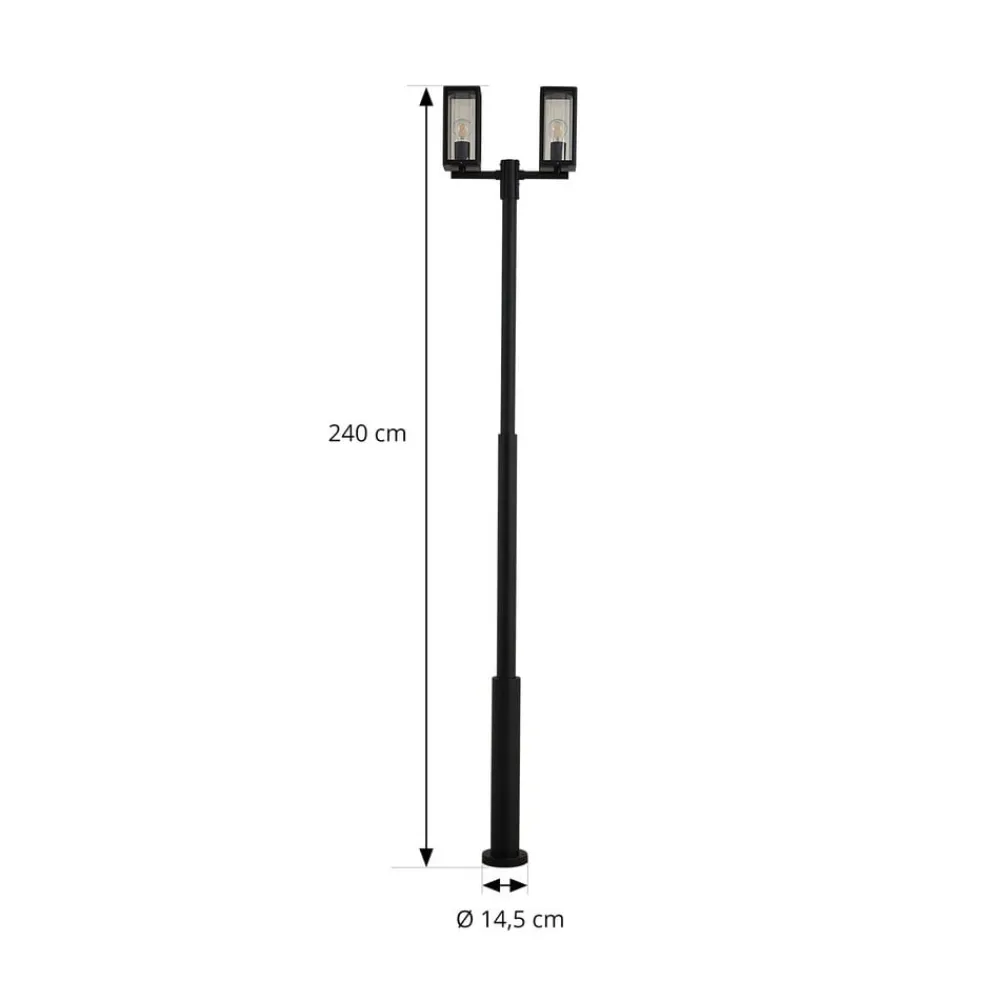 Lucande Lygtepæle>udendørslampe Siveta, 240 cm, 2 lyskilder, sort, E27, IP65
