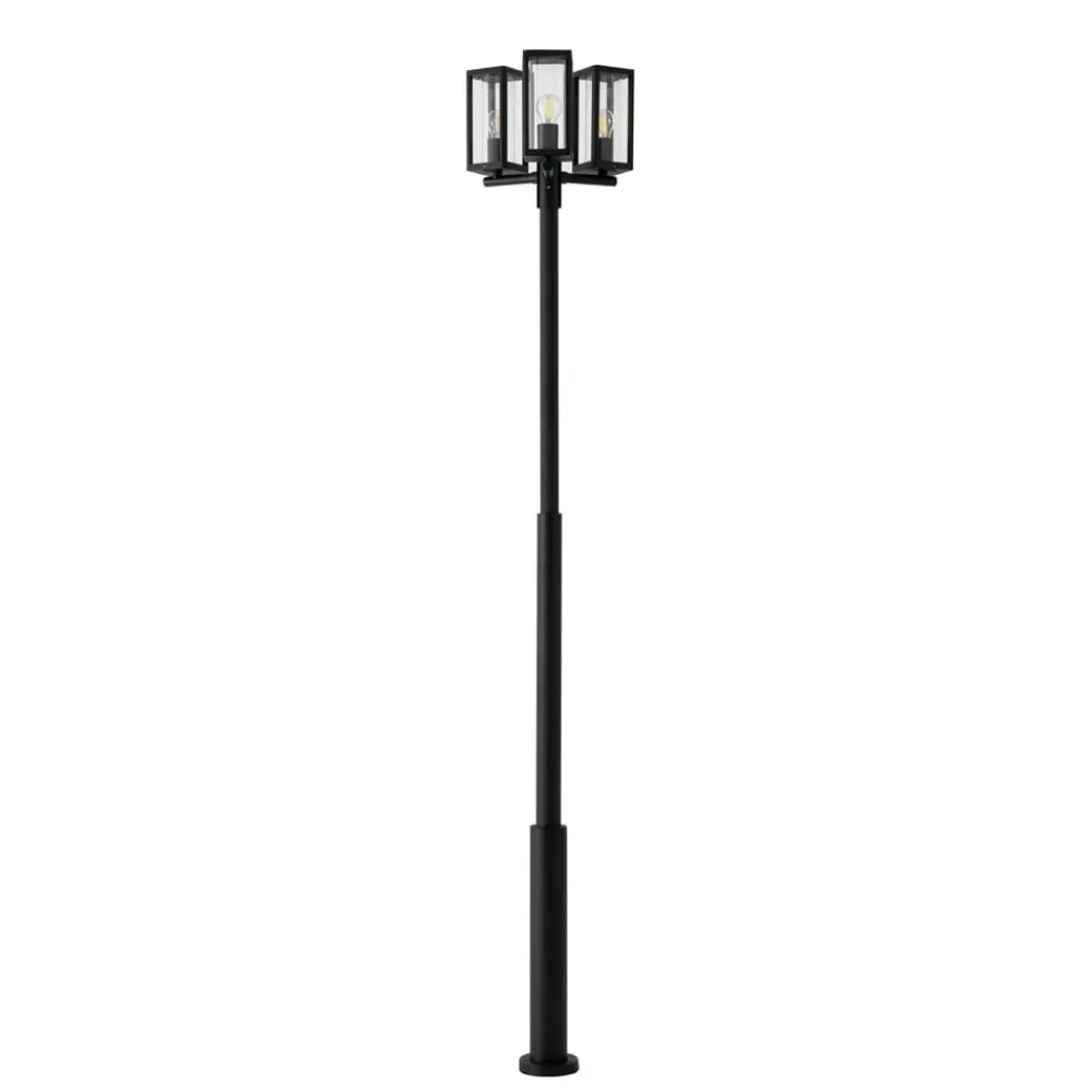 Lucande Lygtepæle>udendørslampe Siveta, 240 cm, 3 lyskilder, sort, E27, IP65