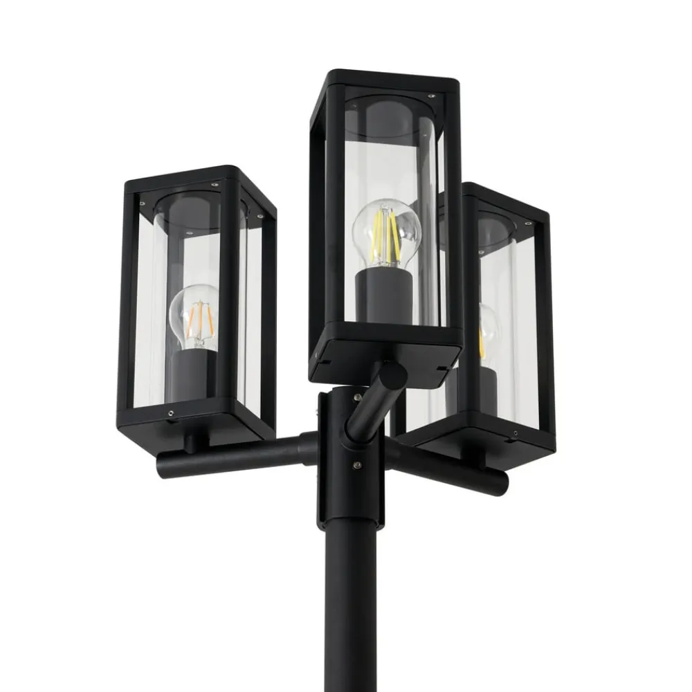 Lucande Lygtepæle>udendørslampe Siveta, 240 cm, 3 lyskilder, sort, E27, IP65