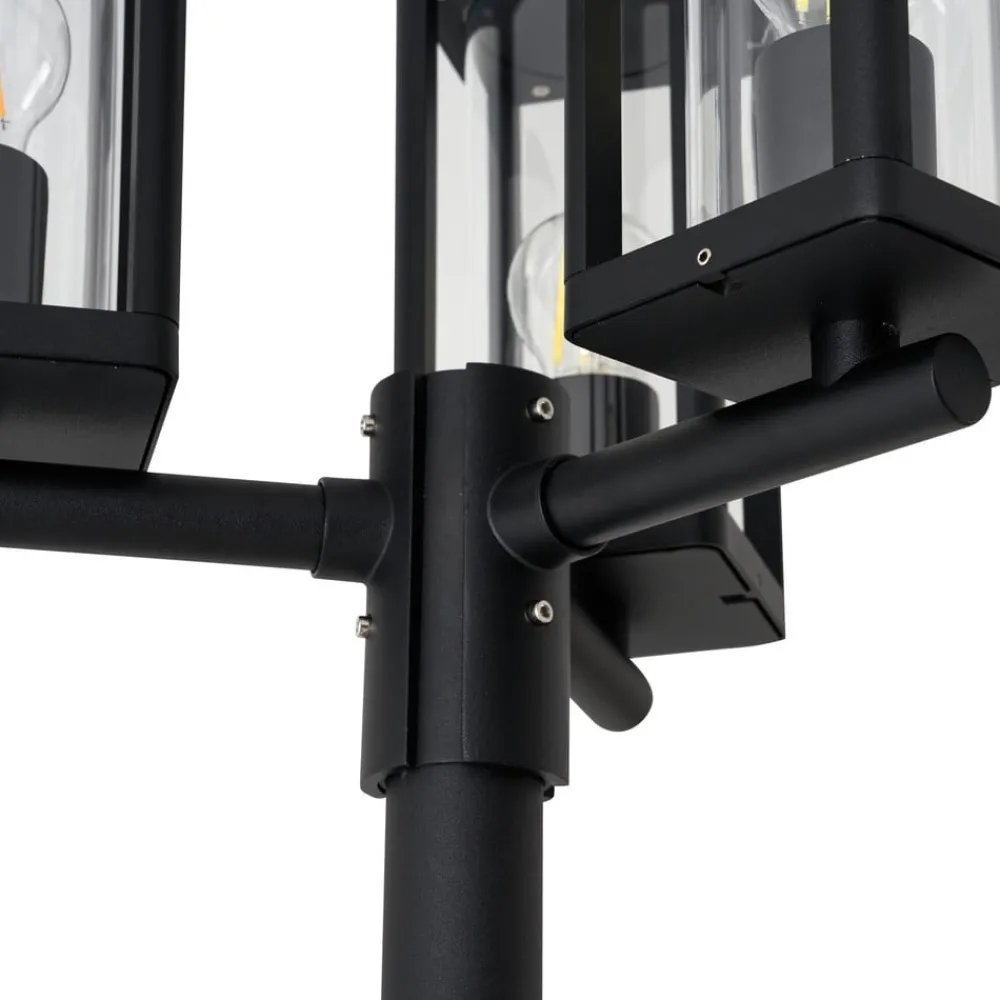 Lucande Lygtepæle>udendørslampe Siveta, 240 cm, 3 lyskilder, sort, E27, IP65